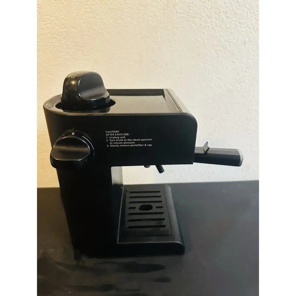 Mr. Coffee Espresso Machine for Ground Coffee, Black/Silver, Removable Drip Tray